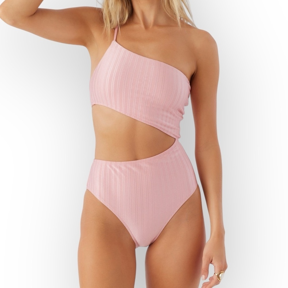 NWT O’Neill Pink Mizi Metallic Rib One Piece Swimsuit Women’s Size Large